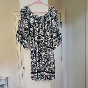 Elegant Black and White Paisley Dress